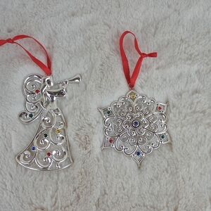 Lenox Silver Ornaments with Red Accents